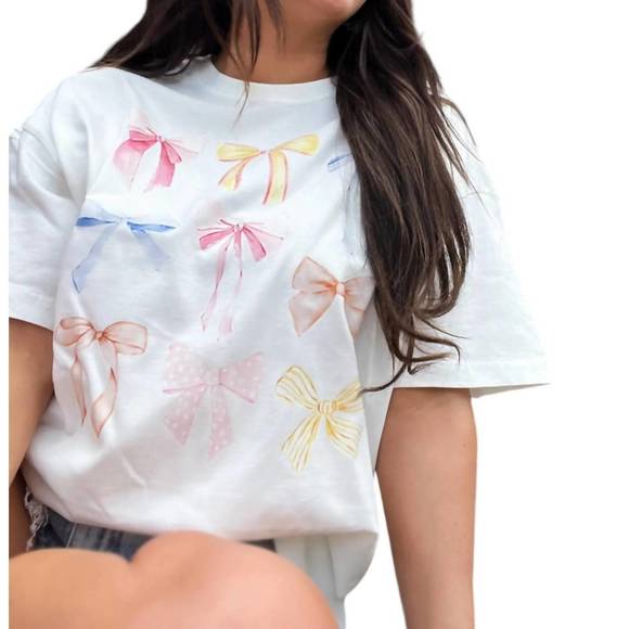 NEW THE BLANK LAB tie it with a bow graphic tee in white - Picture 2 of 4